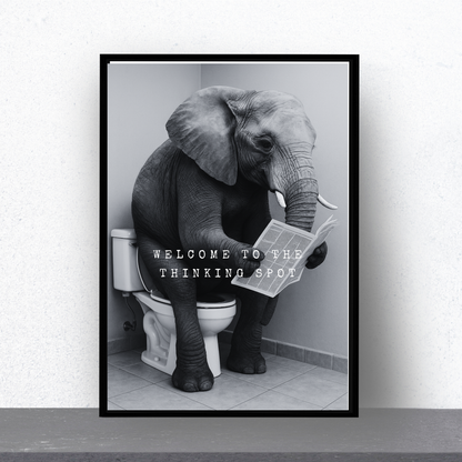 Bathroom Print | Welcome To The Thinking Spot | Elephant Print | Bathroom Decor - Dinky Designs