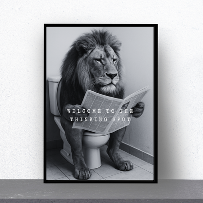 Bathroom Print | Welcome To The Thinking Spot | Lion Print | Bathroom Decor