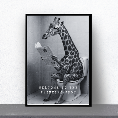 Bathroom Print | Welcome To The Thinking Spot | Giraffe Print | Bathroom Decor - Dinky Designs