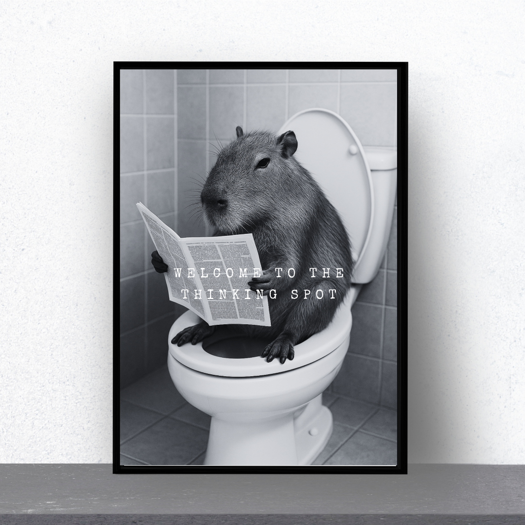 Bathroom Print | Welcome To The Thinking Spot | Capybara Print | Bathroom Decor - Dinky Designs