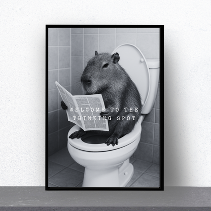 Bathroom Print | Welcome To The Thinking Spot | Capybara Print | Bathroom Decor - Dinky Designs