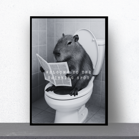 Bathroom Print | Welcome To The Thinking Spot | Capybara Print | Bathroom Decor - Dinky Designs