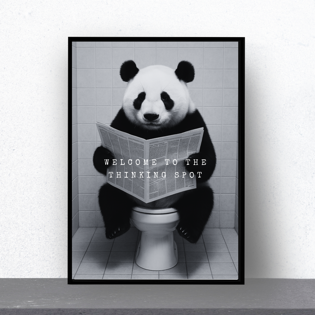 Bathroom Print | Welcome To The Thinking Spot | Panda Print | Bathroom Decor - Dinky Designs