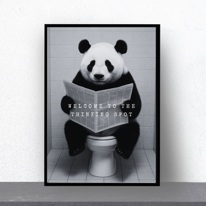 Bathroom Print | Welcome To The Thinking Spot | Panda Print | Bathroom Decor - Dinky Designs