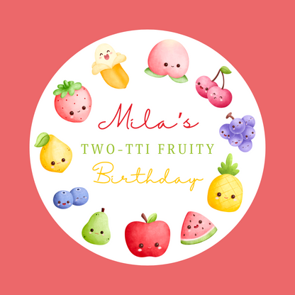 Fruit Birthday Party Stickers | Circle Stickers | Sticker Sheet | Party Stickers | Fruit Party Theme