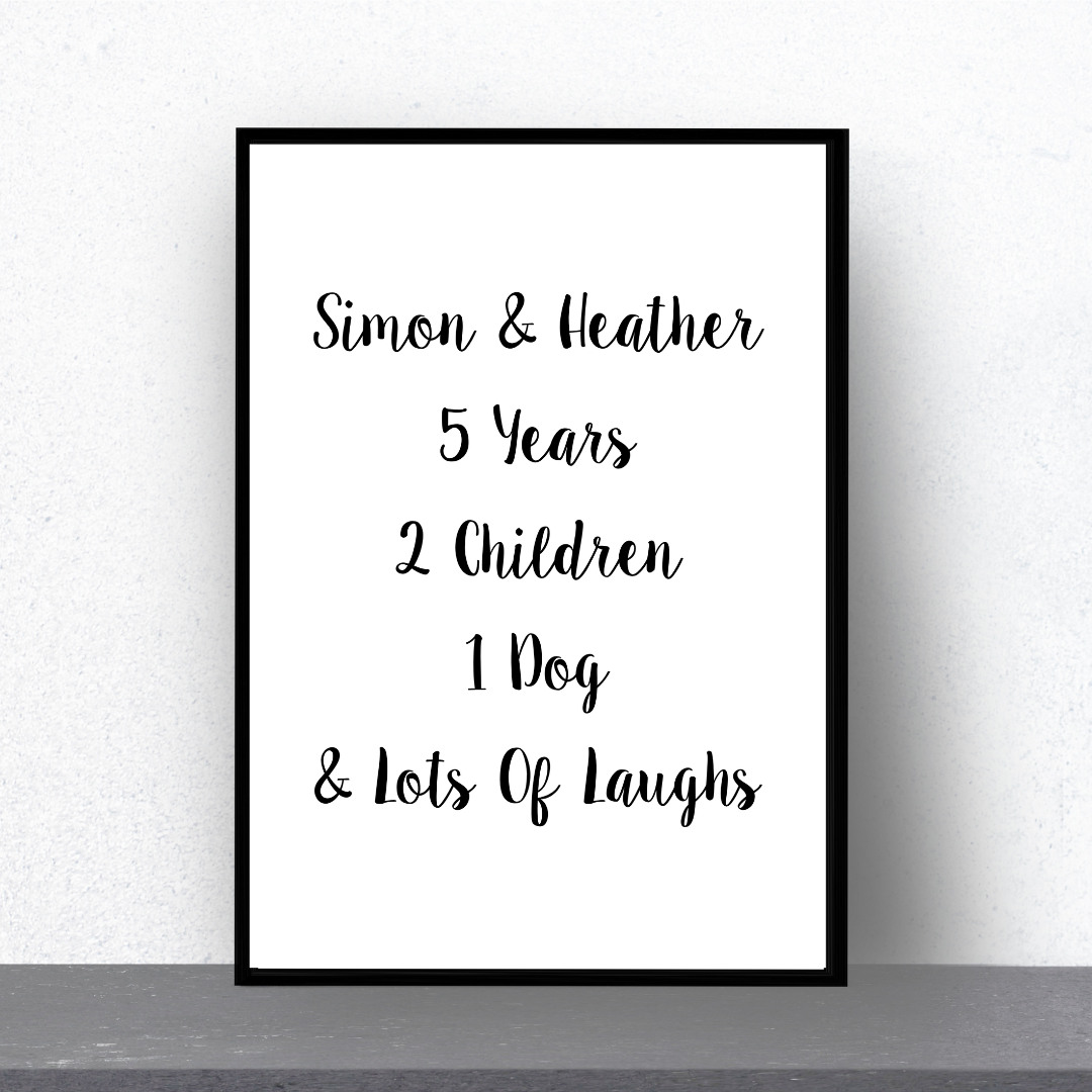Family Print | Personalised Couple Print | Life Print | Family Gift - Dinky Designs