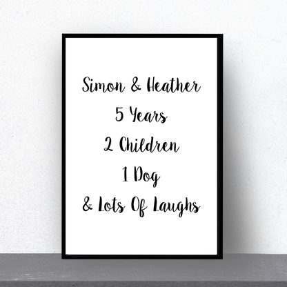 Family Print | Personalised Couple Print | Life Print | Family Gift - Dinky Designs