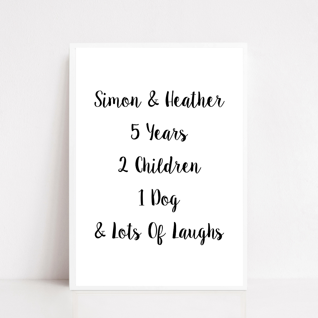Family Print | Personalised Couple Print | Life Print | Family Gift - Dinky Designs