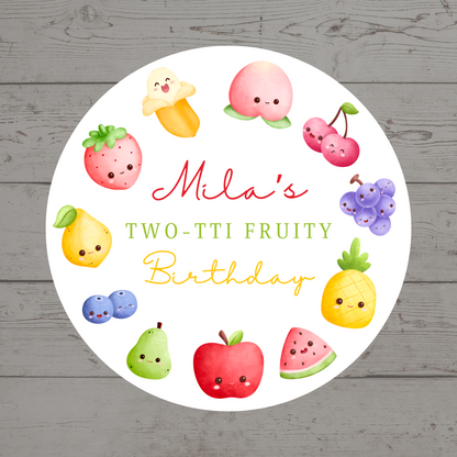 Fruit Birthday Party Stickers | Circle Stickers | Sticker Sheet | Party Stickers | Fruit Party Theme