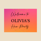 Rectangle Stickers | Pink & Orange Party Stickers | Birthday, Hen Party, Wedding, Engagement Stickers | Party Bag Stickers