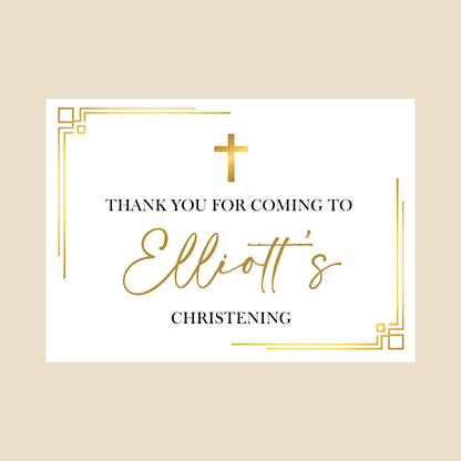 Rectangle Stickers | Gold & White Party Stickers | Birthday, Baby Shower, Christening, Wedding, Engagement Stickers | Party Bag Stickers