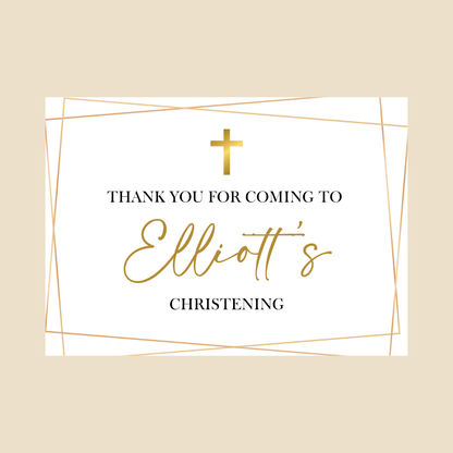 Rectangle Stickers | Gold & White Party Stickers | Birthday, Baby Shower, Christening, Wedding, Engagement Stickers | Party Bag Stickers