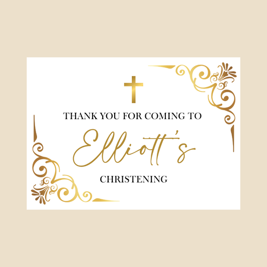 Rectangle Stickers | Gold & White Party Stickers | Birthday, Baby Shower, Christening, Wedding, Engagement Stickers | Party Bag Stickers