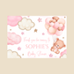 Rectangle Stickers | Pink Teddy Bear Balloon Clouds Party Stickers | Birthday, Baby Shower, Christening Stickers | Party Bag Stickers