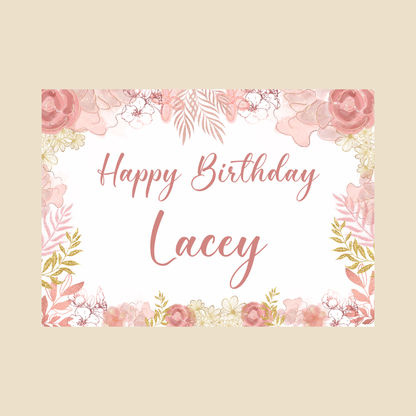 Rectangle Stickers | Blush Pink & Gold Floral Party Stickers | Birthday, Baby Shower, Christening, Wedding Party Stickers | Party Bag Stickers