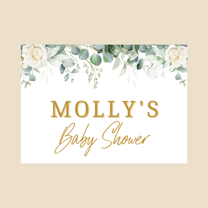 Rectangle Stickers | Greenery Leaf White Rose Party Stickers | Birthday, Baby Shower, Christening, Wedding Stickers | Party Bag Stickers