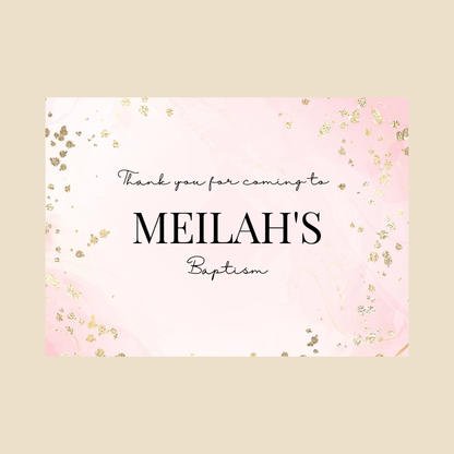 Rectangle Stickers | Pink & Gold Party Stickers | Birthday, Baby Shower, Christening Stickers | Party Bag Stickers