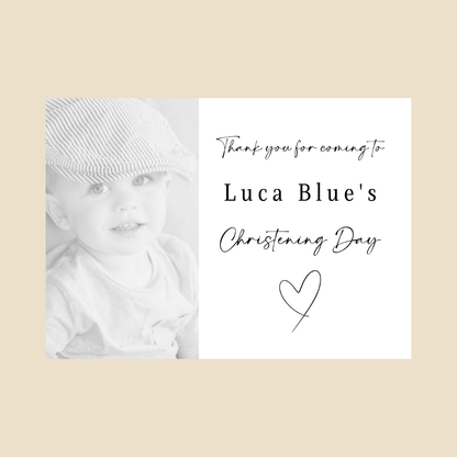 Rectangle Stickers | Black & White Photo Party Stickers |  Christening, Baby Shower, First Birthday Party Stickers | Party Bag Stickers