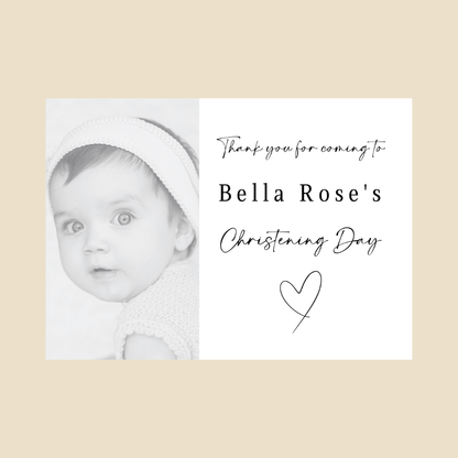 Rectangle Stickers | Black & White Photo Party Stickers |  Christening, Baby Shower, First Birthday Party Stickers | Party Bag Stickers