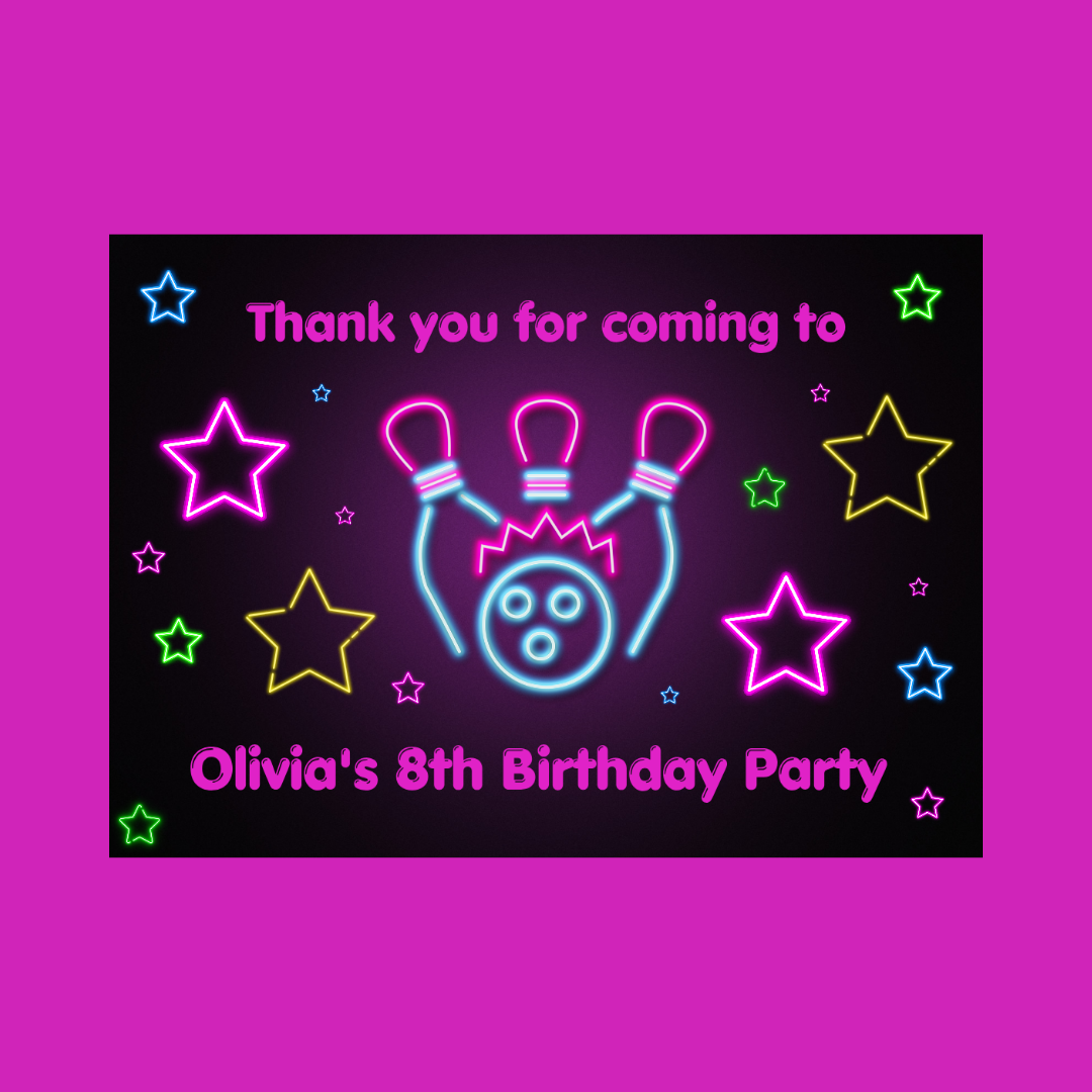 Rectangle Stickers | Party Stickers | Bowling Birthday Party Stickers | Party Bag Stickers