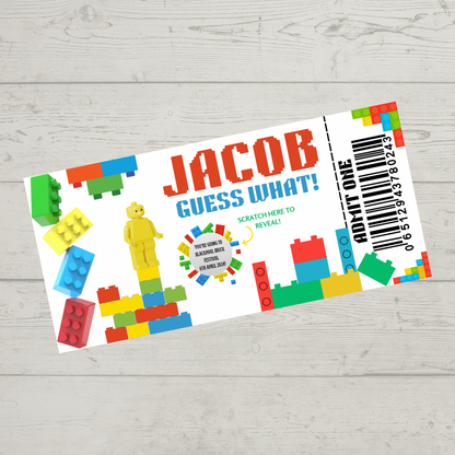 Surprise Ticket Print | Personalised Brick Scratch Reveal Ticket Voucher | Gift Idea