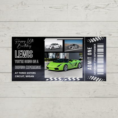 Surprise Ticket Print | Personalised Driving Experience Ticket Voucher | Gift Idea