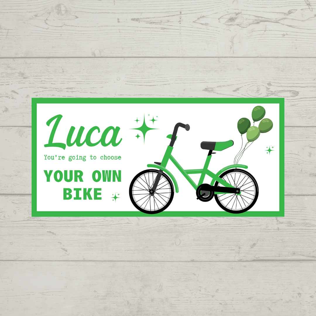 Surprise Ticket Print | Personalised Bike Ticket Voucher | Gift Idea