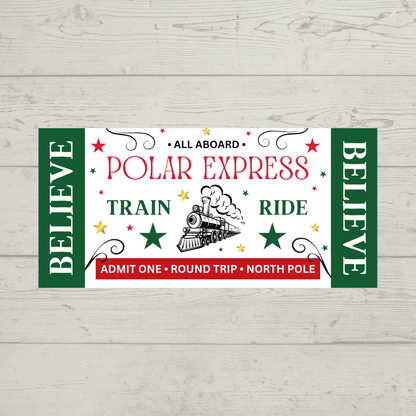 Surprise Christmas Ticket Print | Polar Express Train Christmas Ticket Voucher | Gift Idea - Dinky Designs