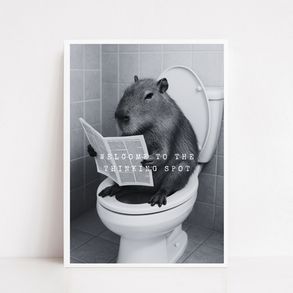 Bathroom Print | Welcome To The Thinking Spot | Capybara Print | Bathroom Decor - Dinky Designs