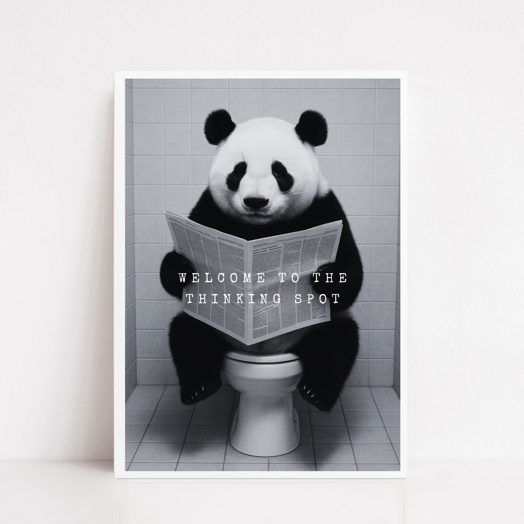 Bathroom Print | Welcome To The Thinking Spot | Panda Print | Bathroom Decor - Dinky Designs