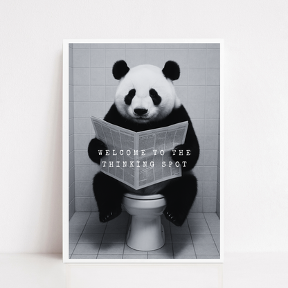 Bathroom Print | Welcome To The Thinking Spot | Panda Print | Bathroom Decor - Dinky Designs