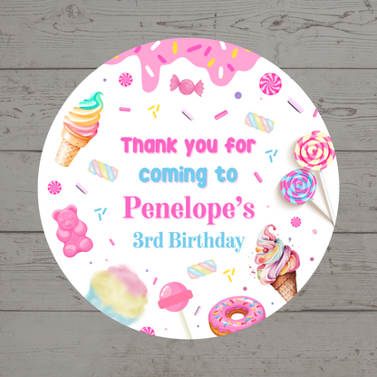 Sweet Candy Stickers | Various Sizes | Sweet Candy Party Supplies | Sweet Candy Theme Party