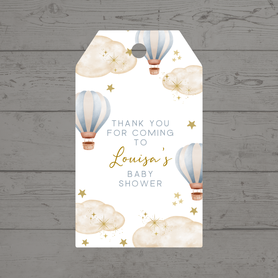 Hot Air Balloon Gift Tags | Blue Air Balloon Gift Tags | Rectangle Gift Tags