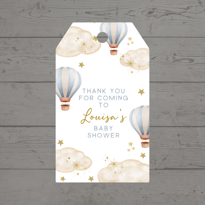 Hot Air Balloon Gift Tags | Blue Air Balloon Gift Tags | Rectangle Gift Tags