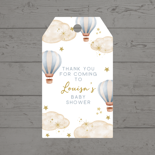 Hot Air Balloon Gift Tags | Blue Air Balloon Gift Tags | Rectangle Gift Tags