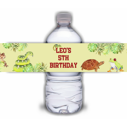 Juice Bottle Labels | Personalised Reptile Labels | Water Bottle Stickers | Reptile Party | Party Stickers