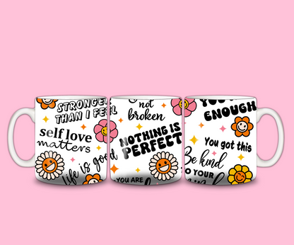 Positive Flower Affirmations Mug | Positive Quote Mug | Gift Idea