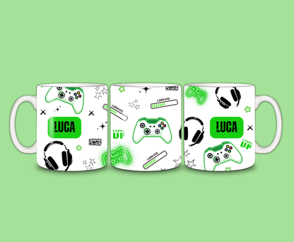 Gaming Mug | Green Gaming Mug | Personalised Gamer Mug | Gift Idea