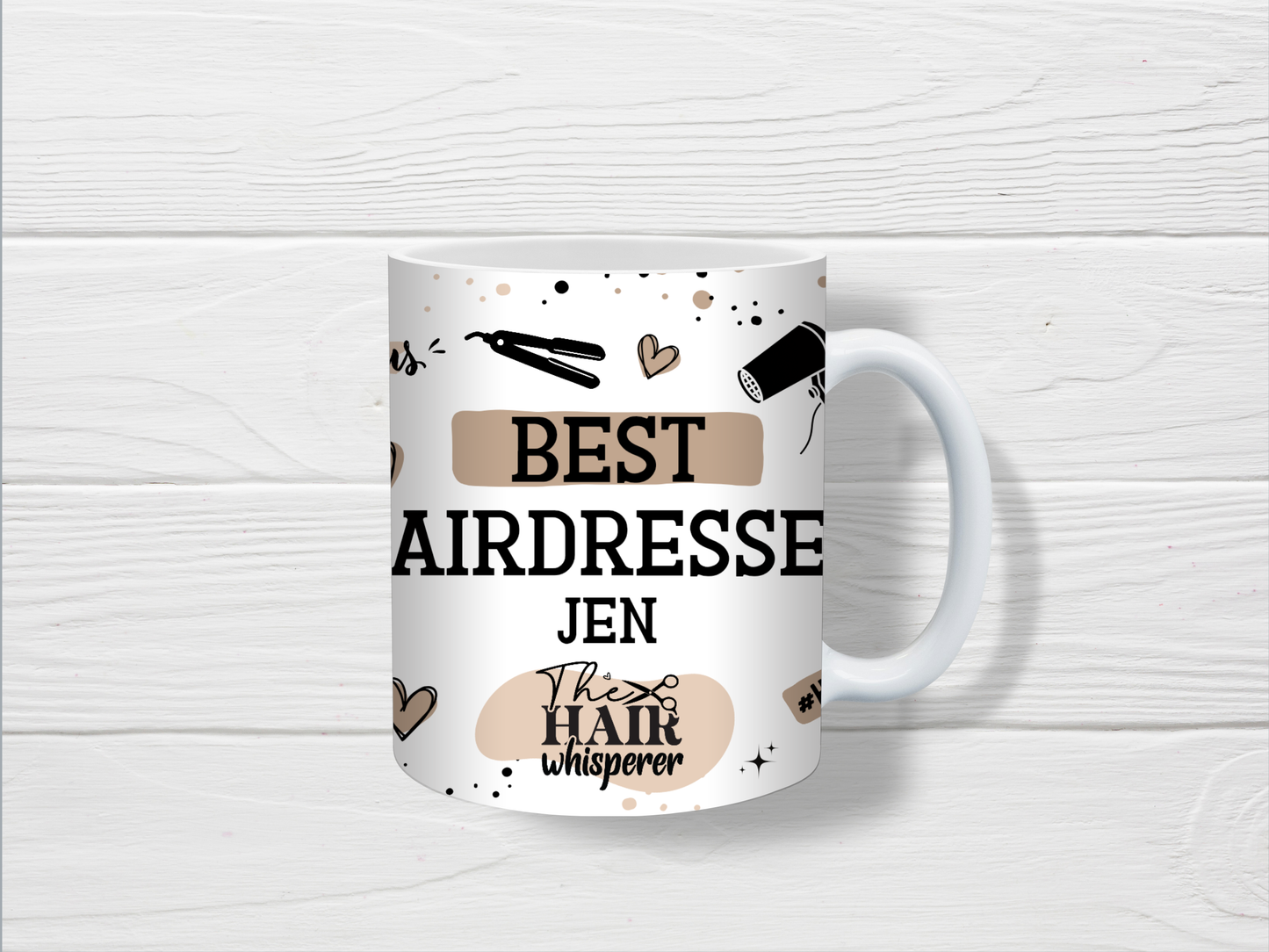 Personalised Hairdresser Mug | Beige Best Hairdresser Quote Mug | Gift Idea