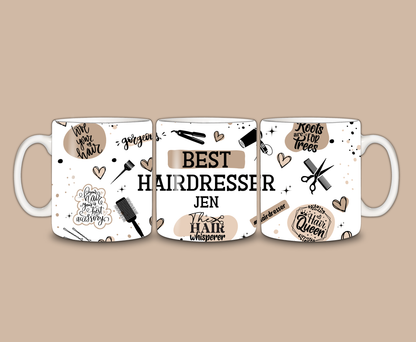 Personalised Hairdresser Mug | Beige Best Hairdresser Quote Mug | Gift Idea