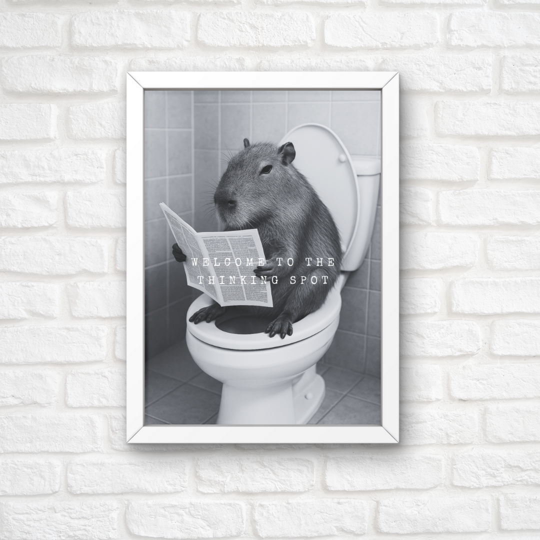 Bathroom Print | Welcome To The Thinking Spot | Capybara Print | Bathroom Decor - Dinky Designs