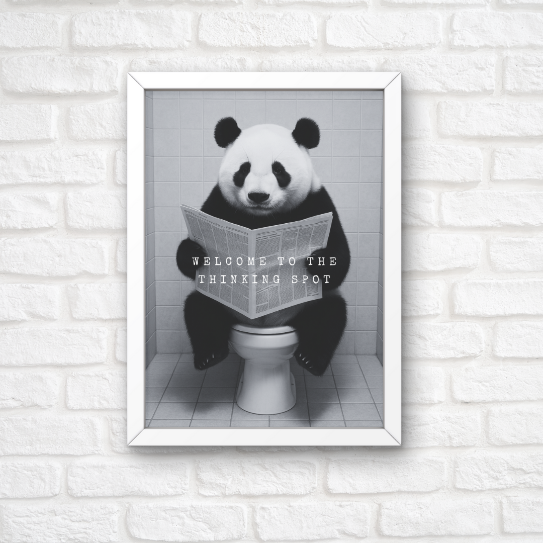 Bathroom Print | Welcome To The Thinking Spot | Panda Print | Bathroom Decor - Dinky Designs