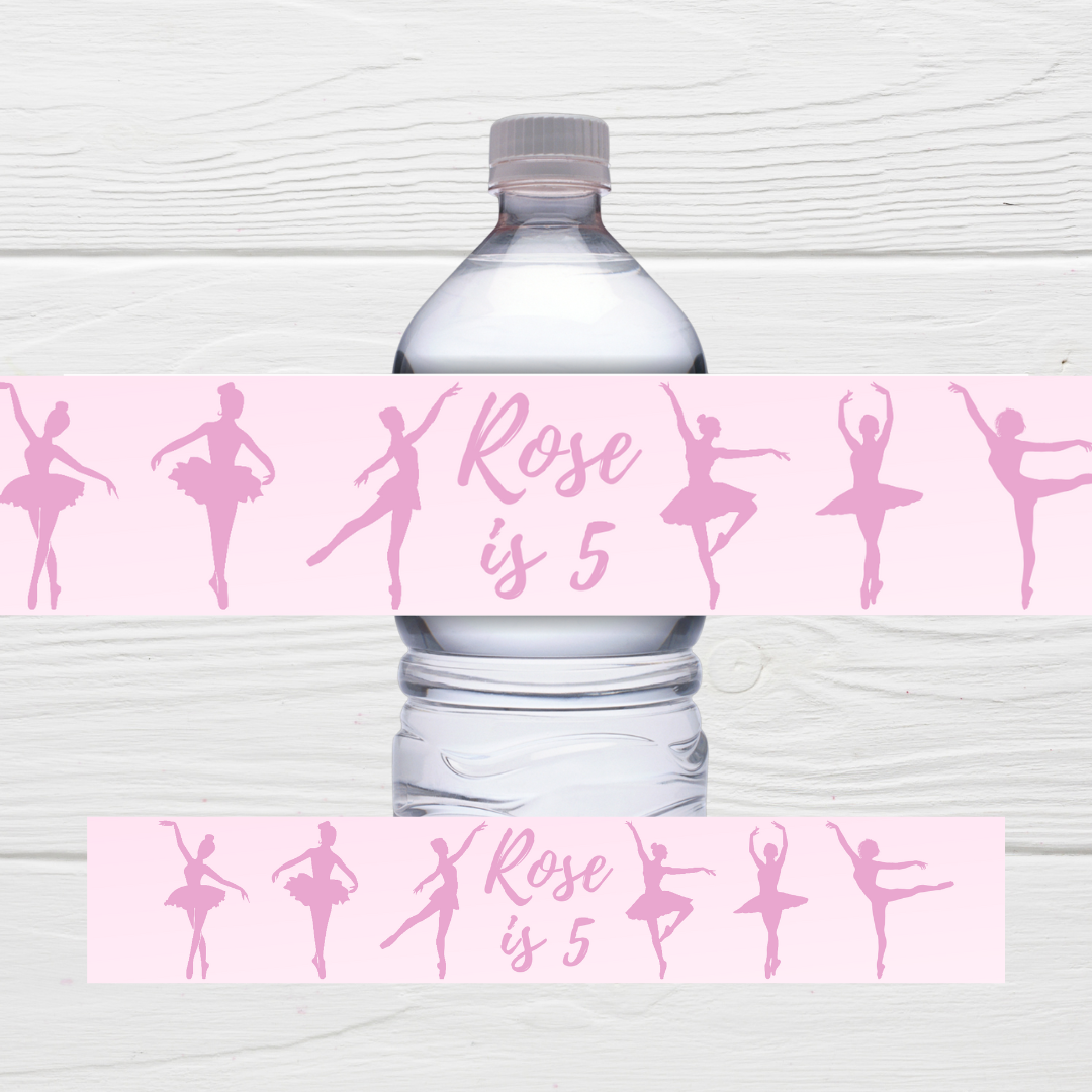 Pink Ballerina Party Water Bottle Labels | Ballerina Stickers | Ballerina Labels