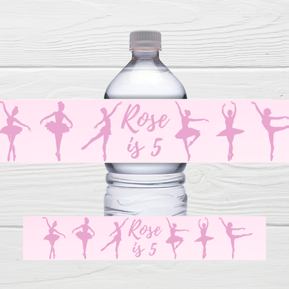 Pink Ballerina Party Water Bottle Labels | Ballerina Stickers | Ballerina Labels