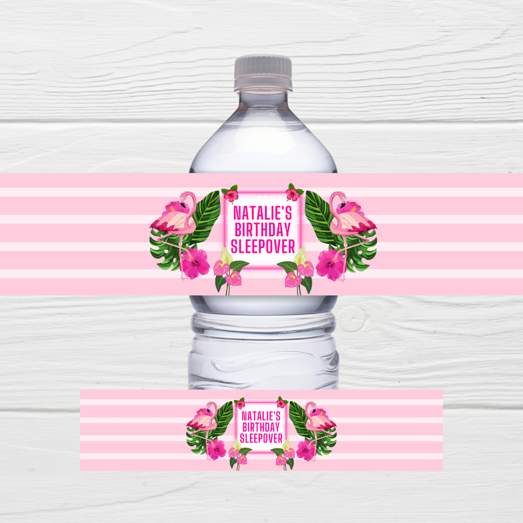 Juice Bottle Labels | Flamingo Theme Labels | Water Bottle Stickers | Flamingo Party | Party Stickers - Dinky Designs