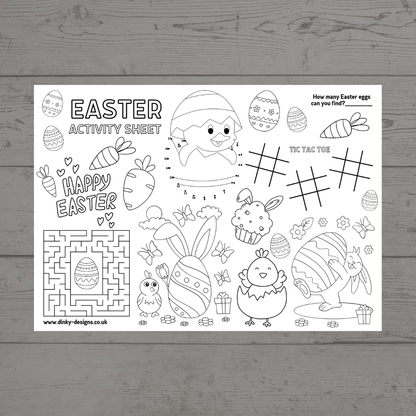 A4 Colouring Activity Sheets | Personalised Easter Activity Sheets | Easter Placemats - Dinky Designs