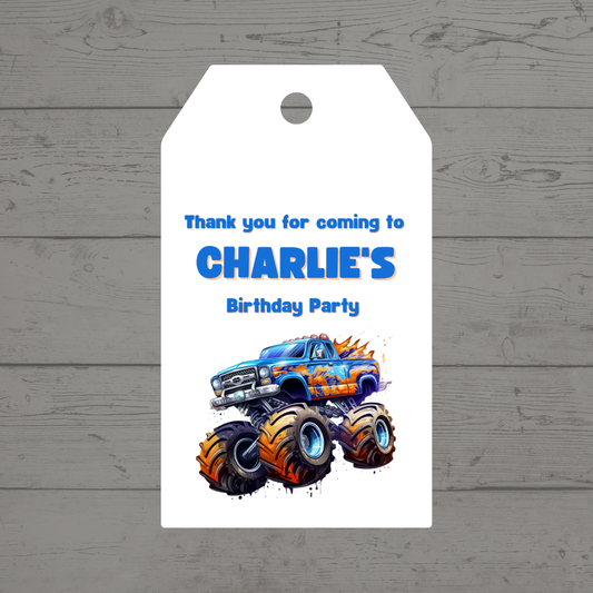 Monster Truck Gift Tags | Monster Truck Party Gift Tags | Circle Gift Tags