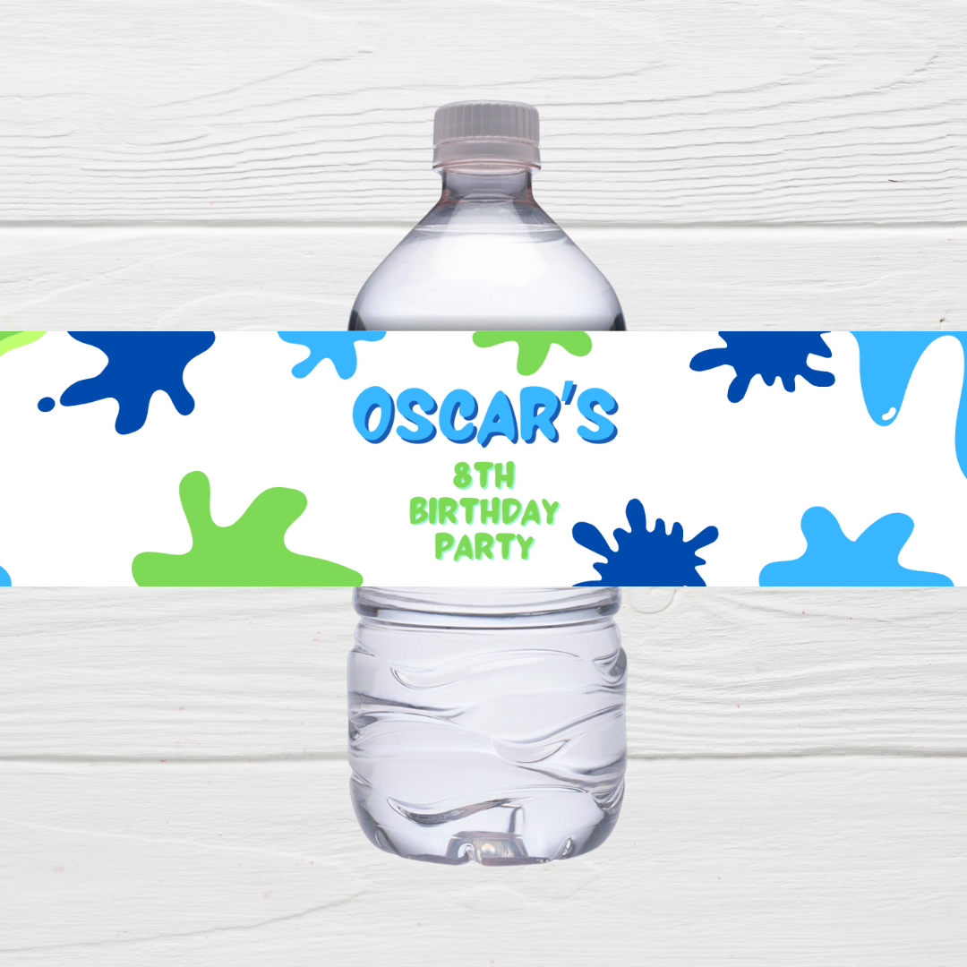 Juice Bottle Labels | Blue Green Slime Theme Labels | Water Bottle Stickers | Slime Party | Party Stickers