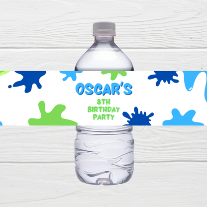 Juice Bottle Labels | Blue Green Slime Theme Labels | Water Bottle Stickers | Slime Party | Party Stickers