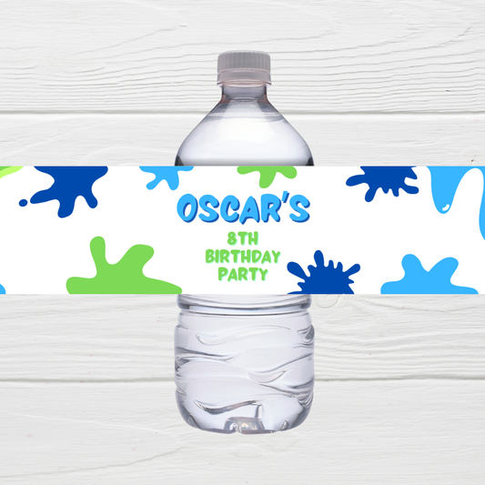 Juice Bottle Labels | Blue Green Slime Theme Labels | Water Bottle Stickers | Slime Party | Party Stickers